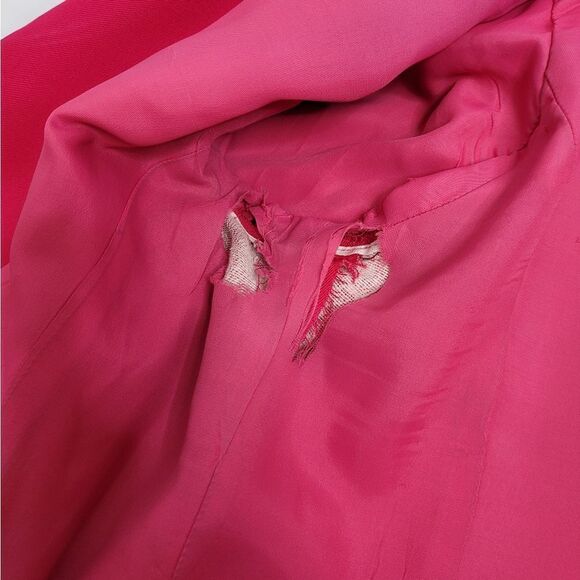 VINTAGE 90s blazer magenta‎ pink barbiecore wool double breasted M - Picture 7 of 12